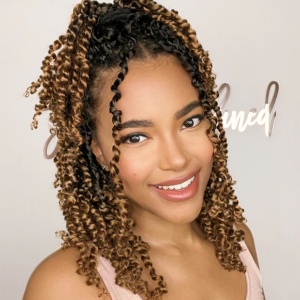 Ombre passion twists in a half ponytail